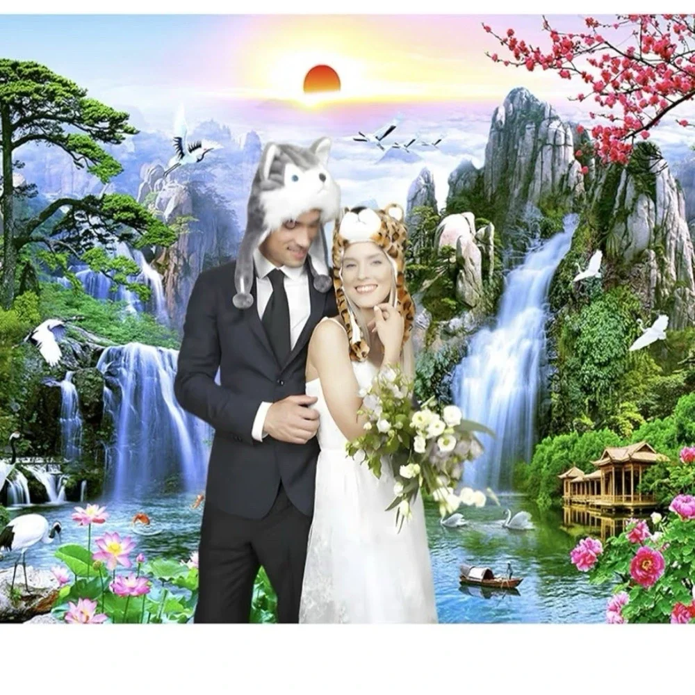 10x8 Ft Lanscape Photography Fairyland Mountain Lake Waterfall Backdrop